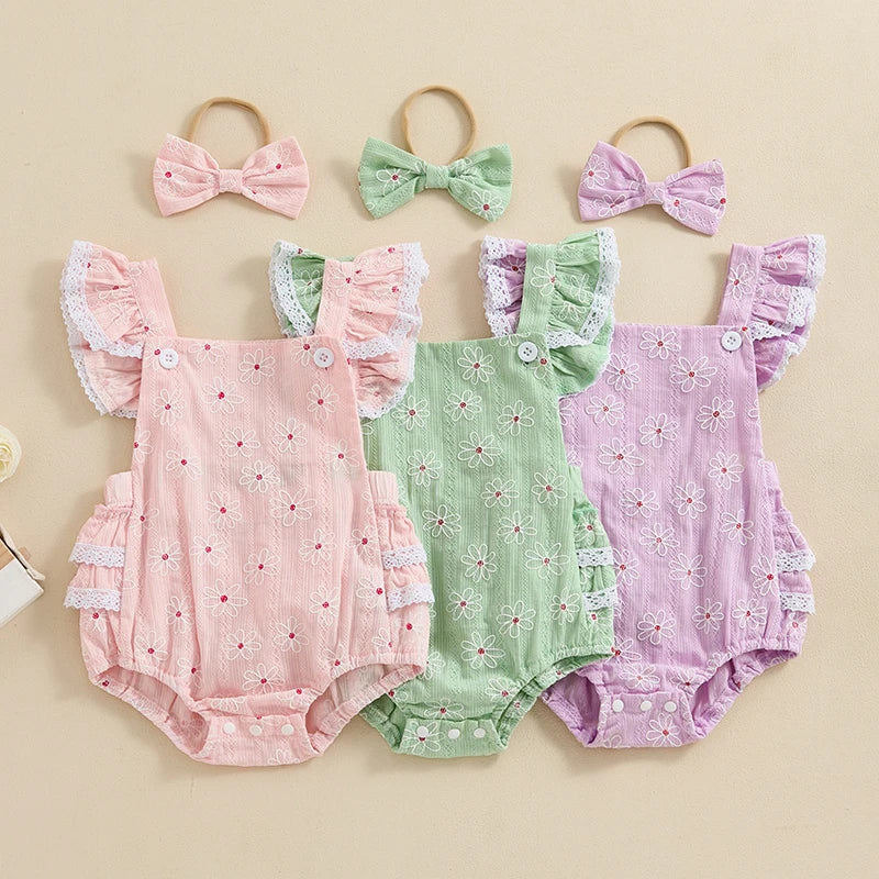 Floral & Lace Baby Romper