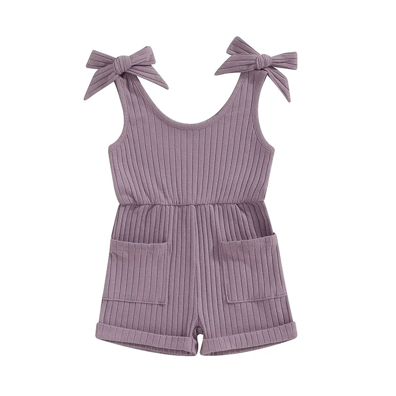 Ribbed Bow Romper