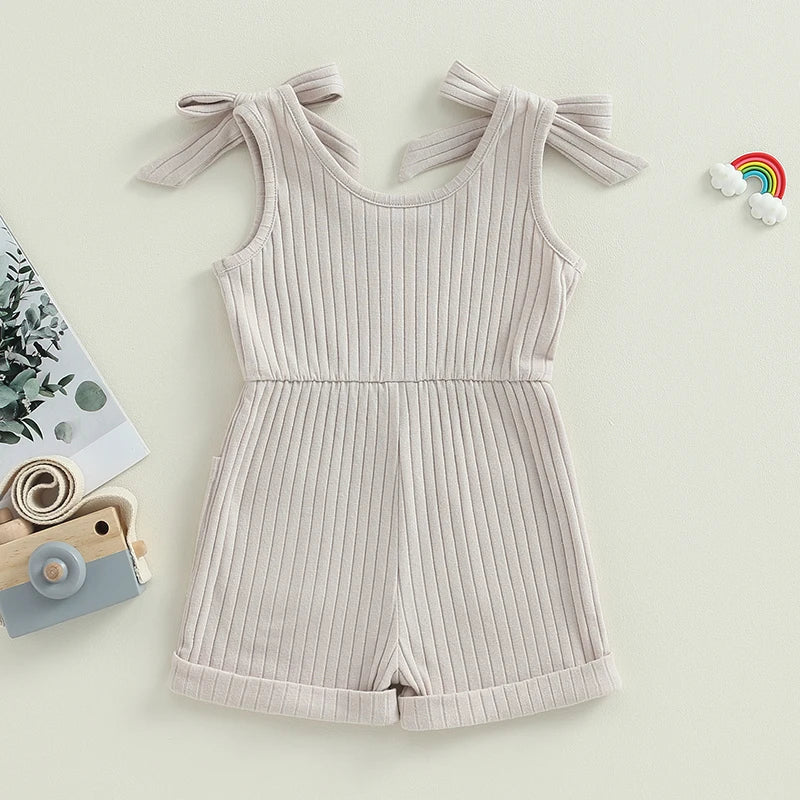 Ribbed Bow Romper